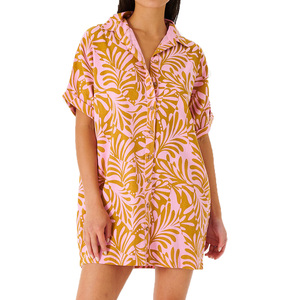 Tùy chỉnh thiết kế độc đáo Aloha váy Rayon Viscose mềm vải Nút xuống áo sơ mi - Product Image 3