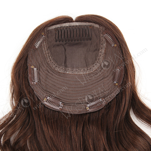 Wigsroyal cuoio capelluto naturale marrone scuro pezzo per <span class=keywords><strong>capelli</strong></span> In Topper corona di lusso europeo Remy <span class=keywords><strong>capelli</strong></span> ricci Toppers per <span class=keywords><strong>capelli</strong></span> corti - Product Image 4