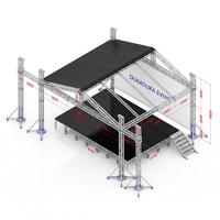 Structure de scène professionnelle en alliage d'aluminium robuste 14x8m, personnalisée OEM, noire, pour équipement de scène et présentoirs
