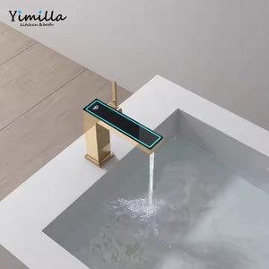 YIMILLA, nuevo diseño, grifo de lavabo moderno, mezclador negro, grifo de agua de lavabo Digital inteligente, grifo LED de baño - Product Image 5