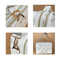Trousse de Maquillage Professionnelle Personnalisée en Marbre avec Séparateurs Ajustables, Grande Boîte de Rangement Cosmétique de Voyage