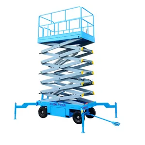 Di chuyển thủy lực điện Scissor Lift 14m màu xanh Nâng Nền tảng cho công việc trên không