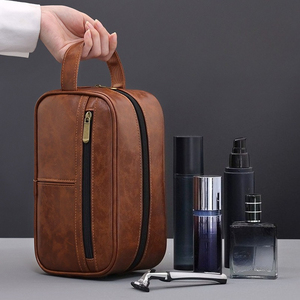 <span class=keywords><strong>Borsa</strong></span> da Viaggio Vintage in Pelle PU per Uomo, Grande Capacità, Organizer per Cosmetici, <span class=keywords><strong>Borsa</strong></span> Portatile per la Bellezza - Product Image 1