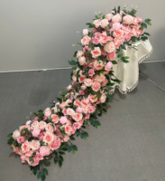 Guirlande de fleurs artificielles pour mariage, chemin de table en roses de soie, décoration de fond, arrangement floral pour événements