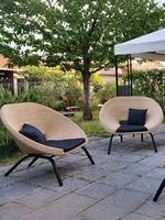Ensemble de canapés d'extérieur en rotin PE imperméable, canapé simple ou double avec table basse pour villa, hôtel, jardin, balcon