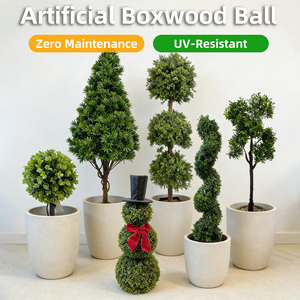 Planta de Bola de Boj Artificial Preservada al por Mayor, <span class=keywords><strong>Resistente</strong></span> a los Rayos UV, Árbol de Topiario Cuadrado de Plástico Falso, Bonsái para Interiores y Exteriores - Product Image 3
