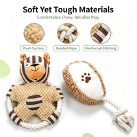 Lot de jouets à mâcher en peluche écologiques avec logo personnalisé OEM, jouets interactifs amusants pour chiens de toutes tailles