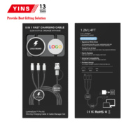 Cable de Carga Multidispositivo para Auto con Logotipo LED Luminoso, Cargador de Viaje Universal con Trenzado de Nailon para el Tablero del Vehículo, Rojo