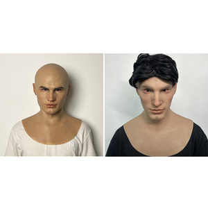 Masque de tête entière en silicone réaliste pour homme, cheveux bruns, avec <span class=keywords><strong>barbe</strong></span>, souple et flexible, pour cosplay, mascarade, déguisement - Product Image 1