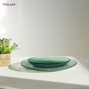 أطقم أدوات مائدة زجاجية رائجة للبيع، زينة لحفلات الزفاف، أطباق زجاجية ملونة، صحون تقديم للمناسبات - Product Image 6