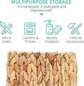 Cestino della scatola di immagazzinaggio tessuto giacinto d'acqua fatto a mano del Seagrass con il supporto di asciugamano cosmetico del bagno vario - Product Image 5