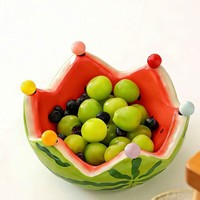 Ensemble de fourchettes à fruits en forme de pastèque, fourchettes à fruits mignonnes et pics avec plateau de rangement