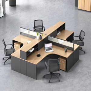 Escritorio de oficina de 4 plazas Escritorio de oficina en forma de L muebles de oficina - Product Image 4