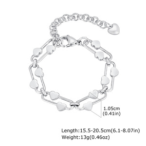 Nueva Pulsera de Acero Inoxidable Chapada en Oro PVD de 18K con Doble Capa de Eslabones en Forma de Corazón para Mujer |   Resistente al agua, hipoalergénico y sin deslustre - Product Image 5