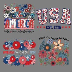 100 + Coquette Patriotic Bow DTF Transfer Impresión personalizada Floral EE. UU. Listo para presionar Transferencia Hierro en diseños para camiseta - Product Image 1
