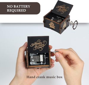 Boîte à musique, gravure à manivelle en bois avec <span class=keywords><strong>mélodie</strong></span>, cadeau de joyeux anniversaire pour maman/papa/fille/fils/femme/mari/ami - Product Image 4