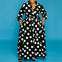 Robe décontractée à manches longues et imprimé pois pour femme, taille plus (jusqu'à 5XL), collection automne 2026