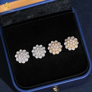 925 Sterling <b>Silver</b> Platinum Plated Moissanite Flower <b>Stud</b> Earrings Women's Wedding Party Princess Cut Trendy New Style - Product Image 1