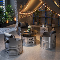 Ensemble table et chaises de bar 4 places style industriel, en métal, baril d'huile, personnalisé, pour café, comptoir de bar, canapé commercial