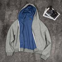 Chaquetas con Cierre y Diseño a Cuadros Personalizadas, Sudaderas con Capucha de Doble Capa para Hombre, 100% Algodón, Sudadera con Capucha Reversible de Punto Waffle de Alta Calidad