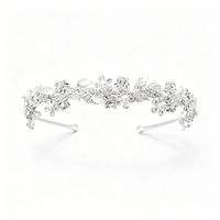 Couronnes et diadèmes de mariée en cristal plaqué argent, style romantique français, avec perles, bijoux de cheveux de mariage, vente en gros d'usine