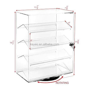 Présentoir en acrylique moderne à 24 cadres, porte-lunettes rotatif verrouillable avec miroir pour support de lunettes de soleil - Product Image 3