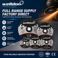 Disque de meulage Welldon de 7 pouces (180 mm) pour métal et acier inoxydable, 6,0 mm T27, centre défoncé, roue abrasive certifiée MPA ISO