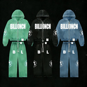 Conjunto Deportivo de Otoño de Alta Calidad, 100% Algodón, Pantalones Deportivos Térmicos, Sudadera con Capucha, Logotipo Personalizado, Pantalones de Dos Piezas con Corte Acampanado, Ropa Urbana - Product Image 1