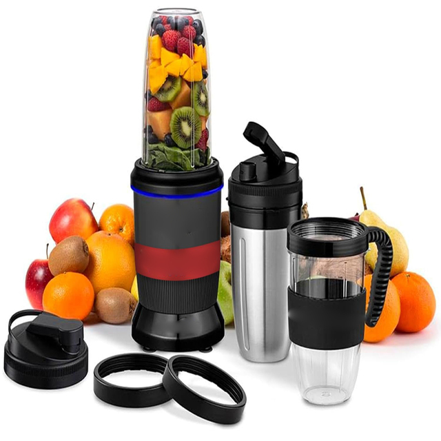 Personal Electric Blender for Shakes Smoothies Portable Design 1000W Motor Stainless Steel Cup 5+ Speeds 0.9L Capacity Home Use