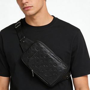 Bolso Bandolera de Piel Sintética con Patrón Repujado de Lujo, Ligero, para Uso Diario, con Logotipo Personalizado, para Hombre - Product Image 1