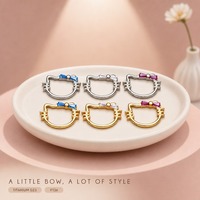 Nouveau piercing segmenté Daith, nez ou septum, en argent ASTM-F136 G23 plaqué or 18 carats, motif chat mignon