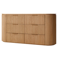 Commode à 6 tiroirs en chêne massif de style nordique moderne de la série Byron, fabriquée à la main, autoportante, pour chambre à coucher, en acier inoxydable, écologique