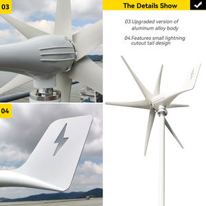 Pronto per la spedizione 600w 800w <span class=keywords><strong>1KW</strong></span> generatore di Turbine eoliche dinamo 12v 24v 48v MPPT carica mulino a vento potenza 3 pale con sistema Off Grid - Product Image 5