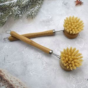 Wholesale Beech Wood Sisal Long Handle Durable Handmade Kitchen <b>Scrub</b> <b>Brush</b> with Custom Logo for Eco-Friendly Promotional Use - Product Image 5