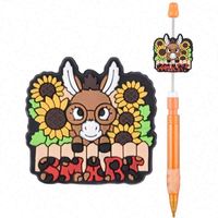 Manik-manik PVC motif bunga sapi untuk pena, langsung dari pabrik, tahun 2026, untuk pena manik-manik, manik-manik PVC warna-warni untuk pena