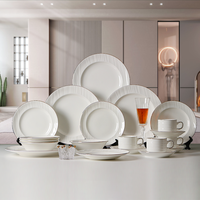 JC 20 pièces Ensembles de vaisselle en céramique et porcelaine, service de table de luxe en porcelaine fine gaufrée, vente en gros