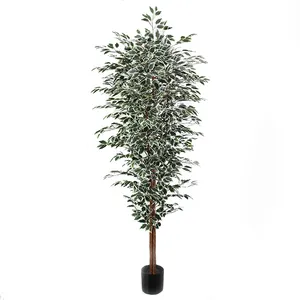 Ficus-árbol artificial alto, 225cm, hojas de seda, Planta grande de imitación para decoración de jardín