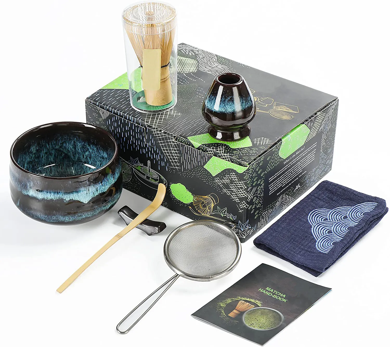 Matcha Tea Set Chinese Tea Set Matcha Bowl Bamboo Whisk Scoop Sifter whisk set Matcha Green Tea Powder Kit