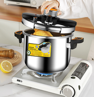Casserole à pression en acier inoxydable 304 de 4 à 10 L, grande capacité, couvercle rotatif à une main, verrou de sécurité, ustensiles de cuisine pour cuisinière à gaz