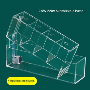 Rak <span class=keywords><strong>Display</strong></span> Ikan Betta Akrilik Unik dengan Beberapa Sekat 4 Grid, Plastik Anti Pecah, Akuarium Beta dengan Pompa - Product Image 6