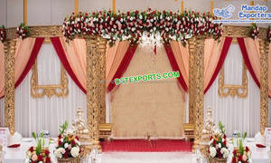Elegante oro Bollywood boda Mandap últimos pilares de fibra boda Mandap diseñador boda hindú Jodha Akbar Mandap Australia - Product Image 2