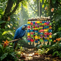 Jouet à mâcher pour perroquet, robuste et facile à nettoyer, blocs de bois comestibles aux couleurs naturelles vives, grand accessoire de cage pour oiseaux