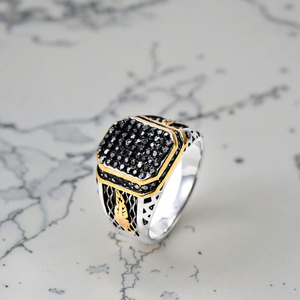 Bague Dominante pour Homme en Acier Inoxydable Bague Moulée en Onyx Noir Rétro Européen et Américain Personnalisée Commerce Extérieur pour Homme - Product Image 5