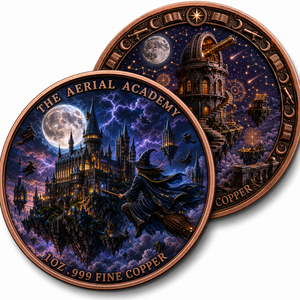 Medallón Coleccionable <span class=keywords><strong>de</strong></span> <span class=keywords><strong>Arte</strong></span> Personalizado <span class=keywords><strong>de</strong></span> 1oz, Moneda <span class=keywords><strong>de</strong></span> Cobre Fino .999, Estilo Academia Aérea Hogwarts, Escuela <span class=keywords><strong>de</strong></span> Magia - Product Image 3