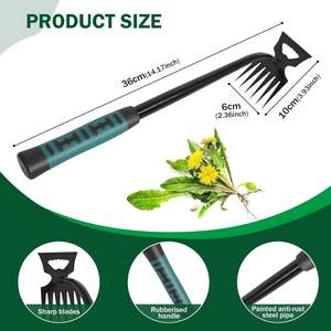 Rastrillo Desmalezador de 6 Dientes de Alta Resistencia - Herramienta de Jardín Multifunción con Hoja de Acero Inoxidable y Mango de Goma, Capacidad de Corte de 10 cm para Diente de León - Product Image 2