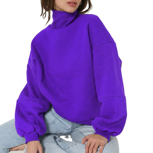 Pull à col montant confortable pour femmes, vêtements d'hiver, sweat-shirt décontracté à col montant pour femmes, matière polaire épaisse et chaude - Product Image 3