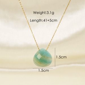 จี้คริสตัลทรงหยดน้ำแบบคลาสสิกสไตล์คริสเตียนใหม่ กันน้ำ ชุบทอง 18k บนสแตนเลสสตีล พร้อมหินบำบัด - Product Image 4