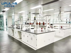 Banco de trabajo de marco de acero H para muebles de laboratorio UFU con gabinete para Universidad Dental - Product Image 4