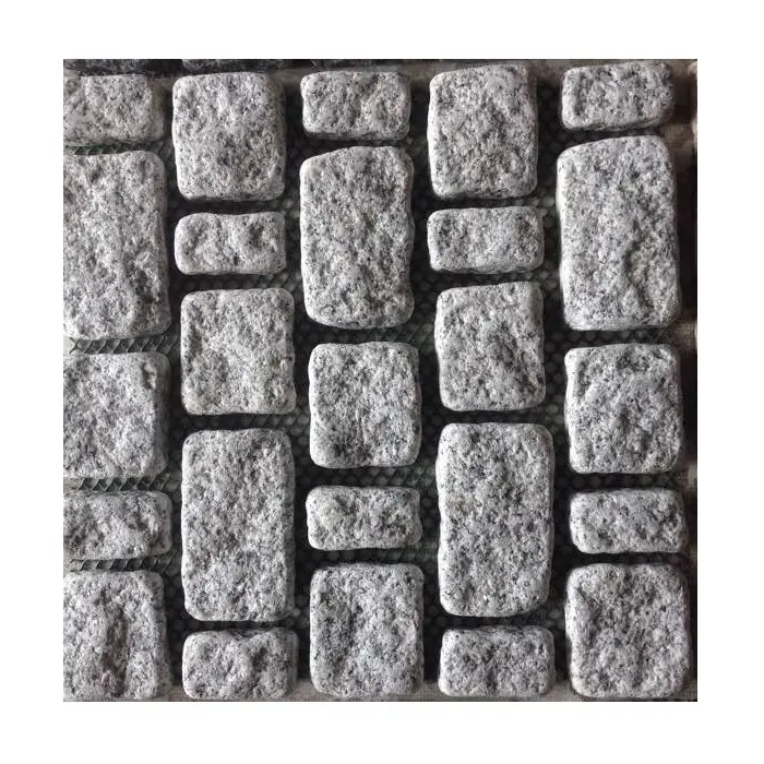 Disques de pierre naturelle en granit gris clair, revers en maille, 10 pièces