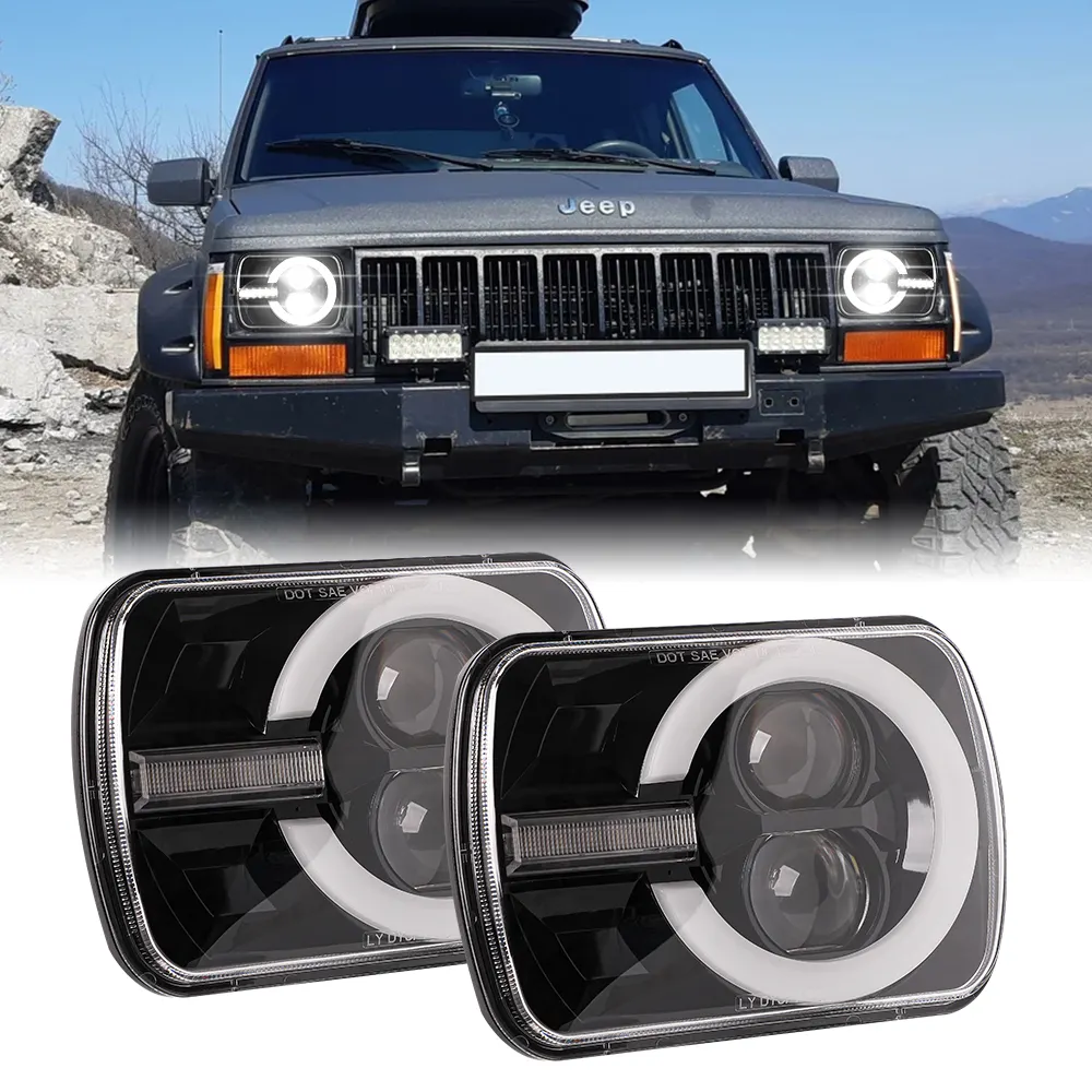 Faro delantero Led cuadrado para coche, Halo Ring 5X7 para Jeep Xj Cherokee, gran oferta, 2023